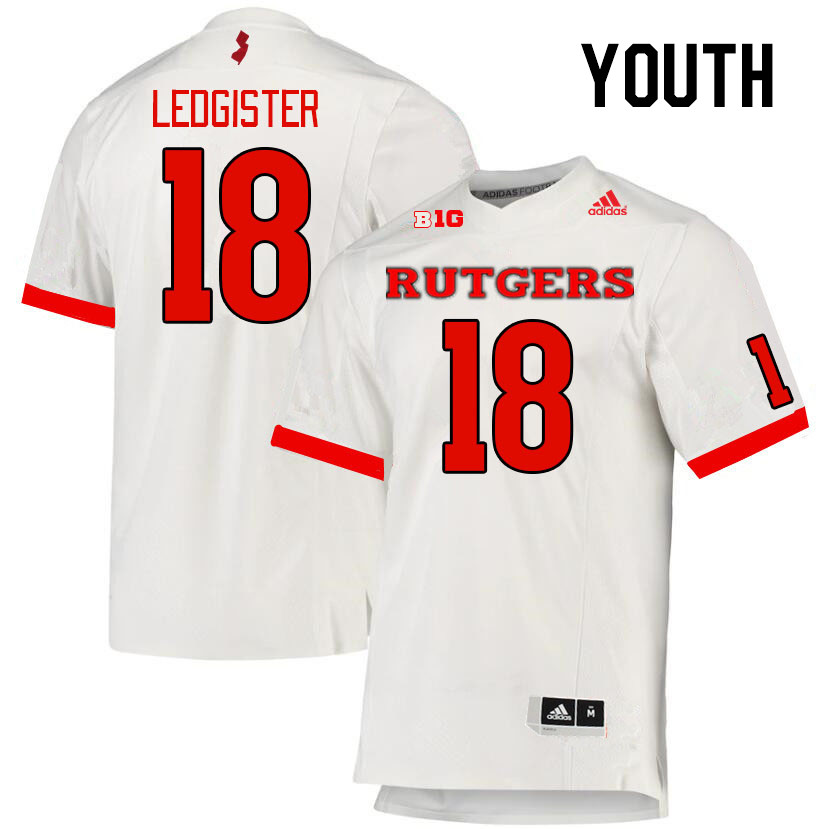 Youth #18 Fitzroy Ledgister Rutgers Scarlet Knights College Football Jerseys Stitched Sale-White - Click Image to Close